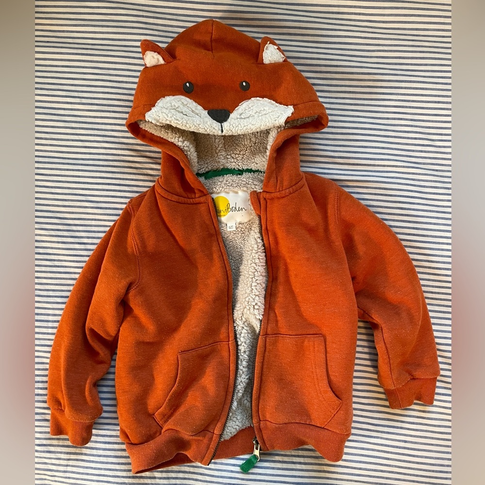 Mini Boden: Orange Fox Hoodie